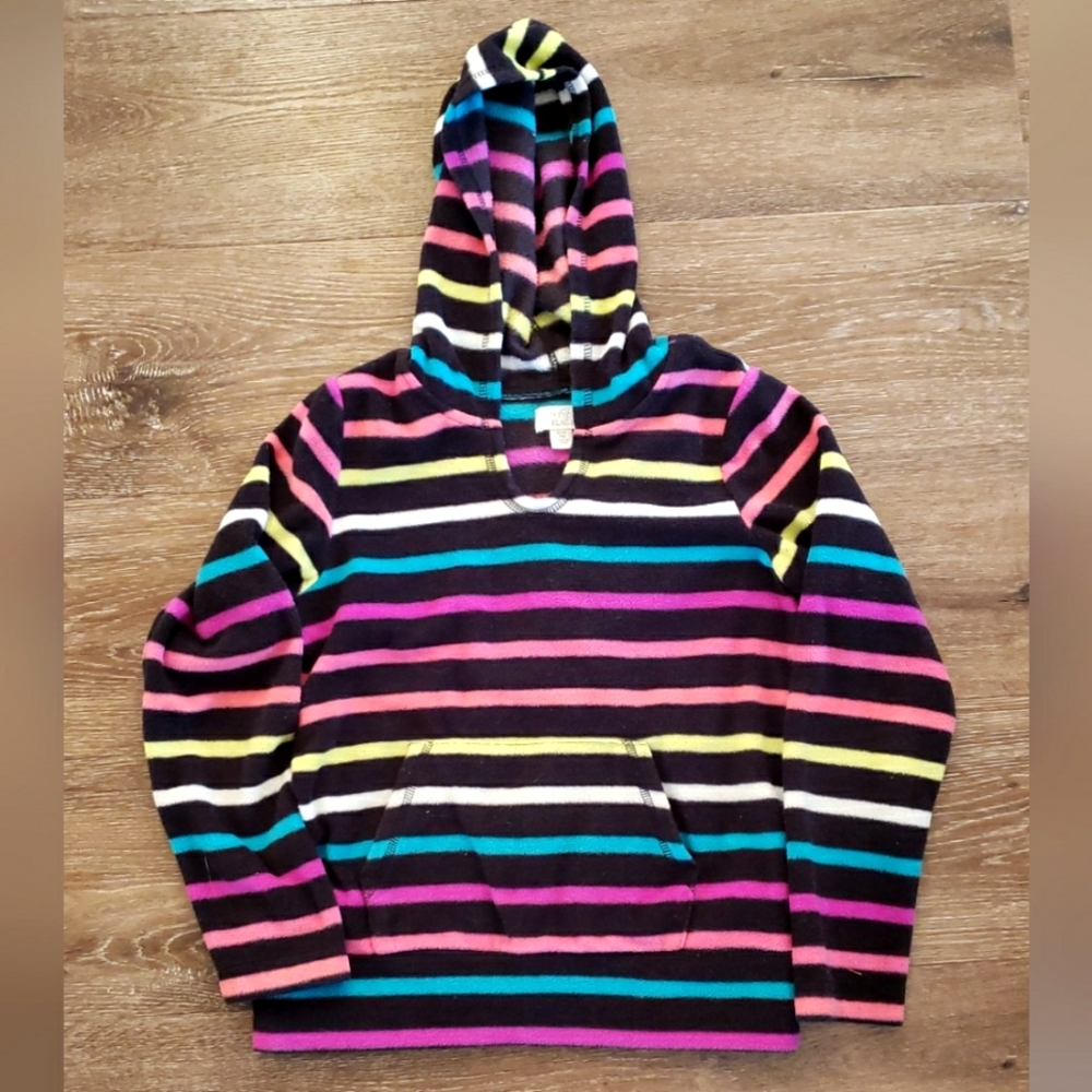 4/$20 George girls rainbow striped fleece hoodie Sweater with pocket, size 7/8